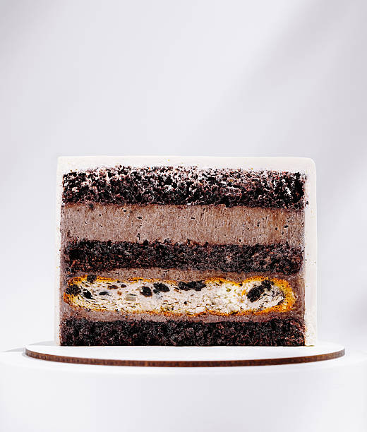 Deliciously layered chocolate cake with distinct textures and flavors