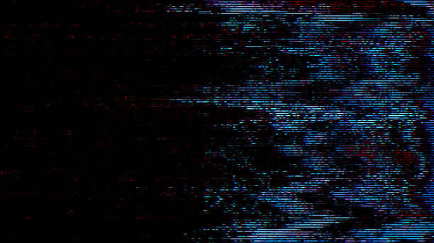 istock VHS Blue Glitch Noise Texture – Distorted CRT Digital Signal Background 2250089352