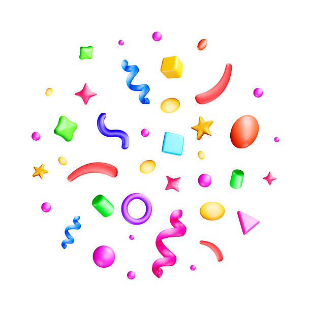 istock Colorful 3d confetti sprinkles and abstract shapes 2250091762