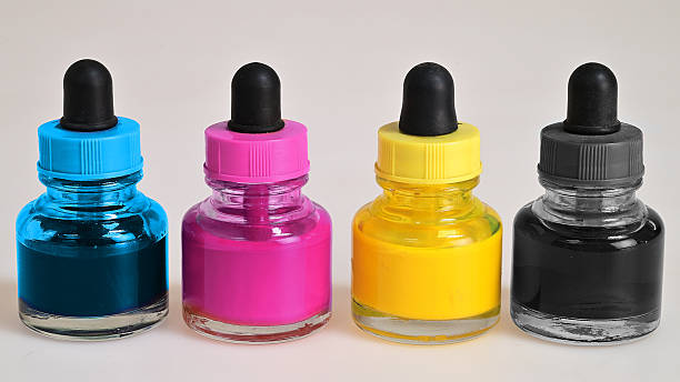 CMYK watercolor paint pots. Color concept