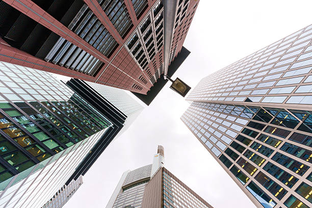 Street view of modern city skyline, Frankfurt