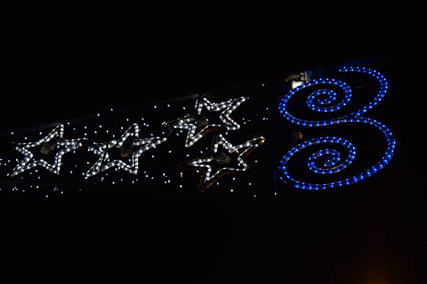 istock Christmas decoration with white stars and blue ornaments 2250096610
