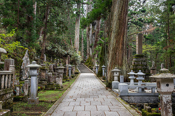 istock Okunoin cemetery path leading through ancient forest 2250097445