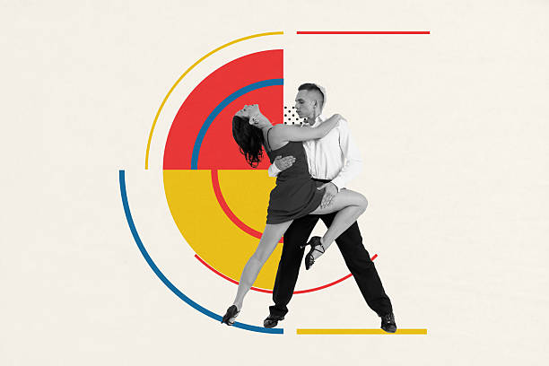 istock 3D collage poster template trend artwork sketch of dance studio rhythm artistic pose expression young man dance lady passion choreography 2250100712