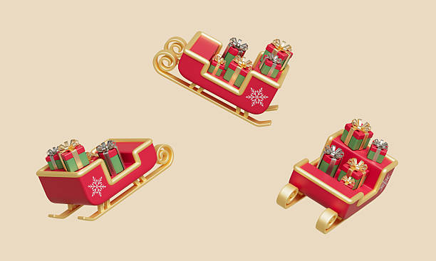 istock Christmas Santa Sleigh Filled with Gift Box. 3D Rendering. 2250101601