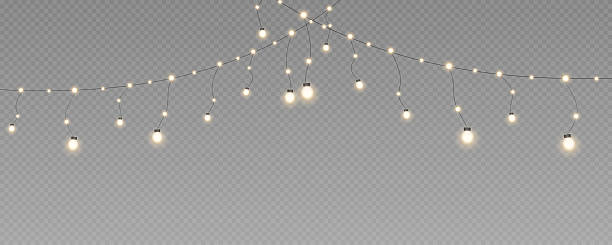 istock Christmas garland isolated on transparent background. Glowing colorful light bulbs with sparkles.Xmas, New Year, wedding or Birthday decor. Party event decoration. Winter holiday season element. 2250101846