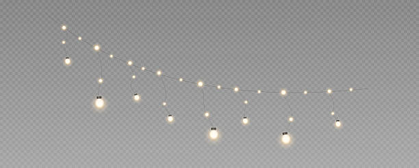 istock Christmas garland isolated on transparent background. Glowing colorful light bulbs with sparkles.Xmas, New Year, wedding or Birthday decor. Party event decoration. Winter holiday season element. 2250101865
