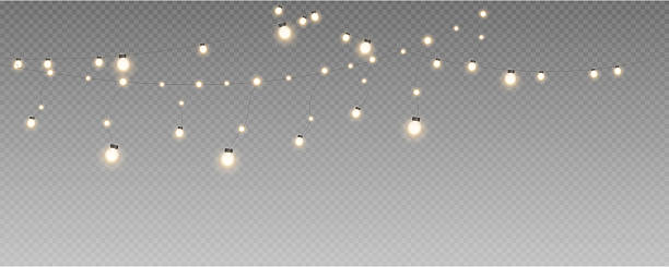 istock Christmas garland isolated on transparent background. Glowing colorful light bulbs with sparkles.Xmas, New Year, wedding or Birthday decor. Party event decoration. Winter holiday season element. 2250101889