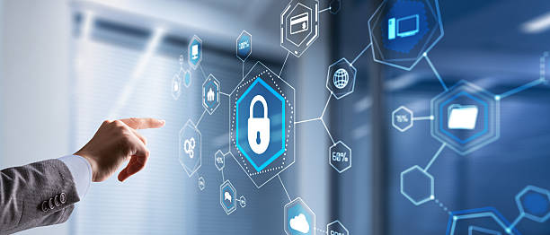 istock Digital security concept. Futuristic monitor with information data 2250106219