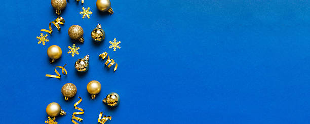 istock Christmas composition. a pattern of christmas balls on colored background. Flat lay, top view New year decor 2250114419