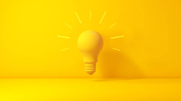 istock Yellow Light Bulb Idea Concept Creative Innovation Symbol in Minimal Yellow Studio, 3D Illustration 2250117481