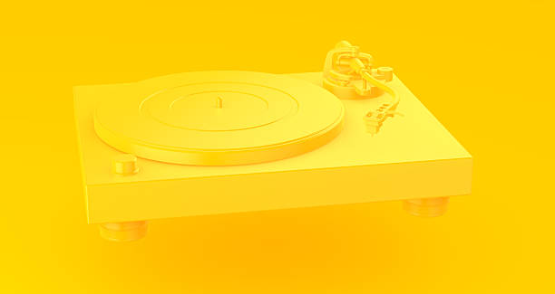 istock Yellow Turntable Minimalistic 3D Illustration on Monochrome Background 2250117516