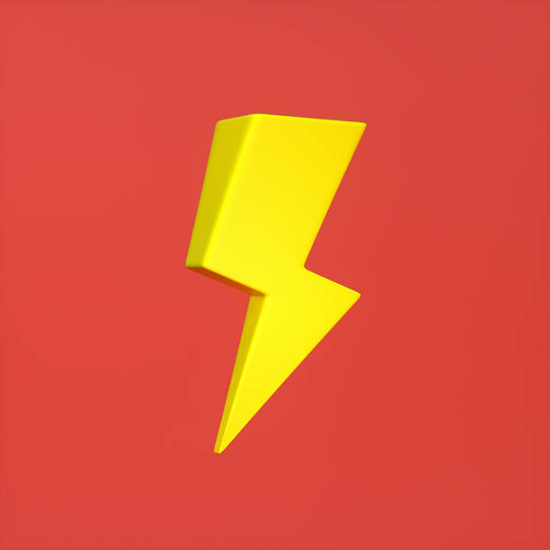istock 3D Yellow Lightning Bolt Icon on Red Background 2250117719