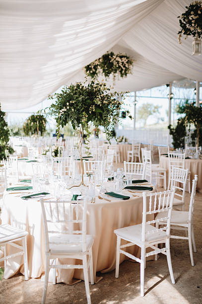 istock Wedding table with fresh flowers decoration. Forest / garden wedding 2250122269