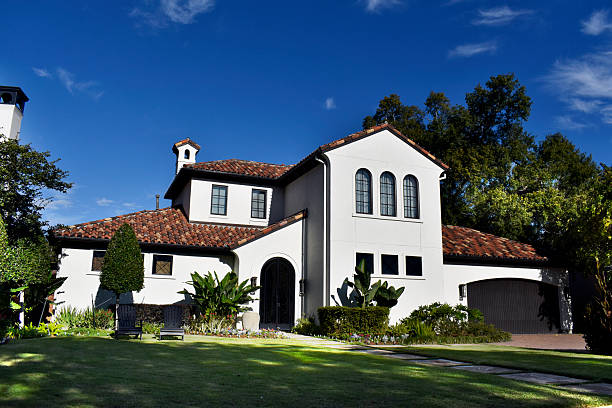Houston, TX USA November 28, 2025 - A luxurious mansion in a prestigious neighborhood, featuring elegant architecture, manicured landscaping, and timeless upscale design.