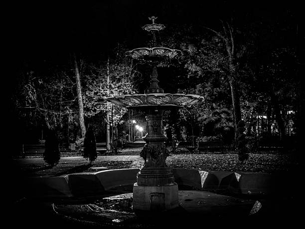 Targu-Jiu, Gorj, Romania – December 4, 2025: Night image in Central Park