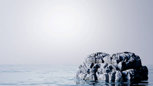 istock Rock island and empty sky seascape 3D render 2250127608