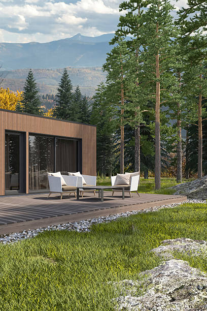 istock Modern Country Villa with Scandinavian Wood Paneling Design Elements 2250130197