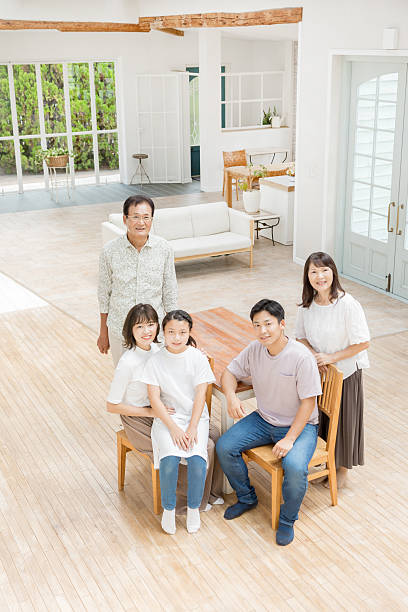 Asian three generation family