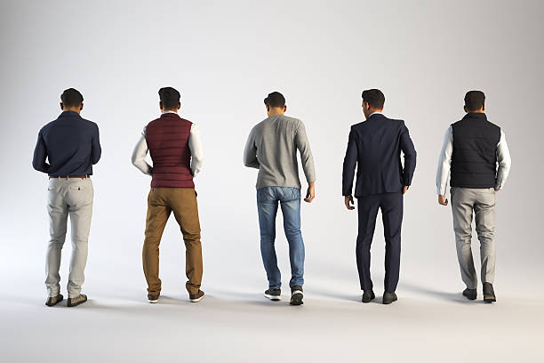 istock Five men facing away wearing different clothing styles. 2250131178
