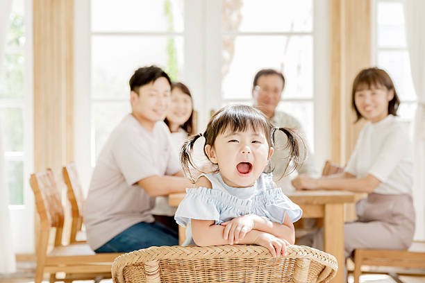 Asian three generation family