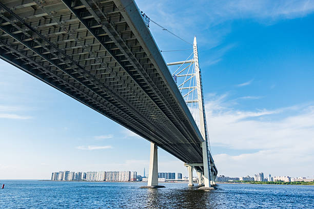 istock Cable stayed bridge spanning Neva river Saint Petersburg 2250136505