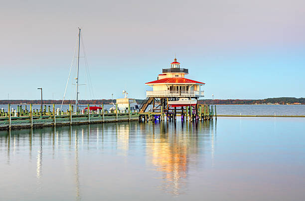 Baltimore, USA - July 21, 2024. Historic lighthouse at Inner Harbor in Baltimore, Maryland, USA