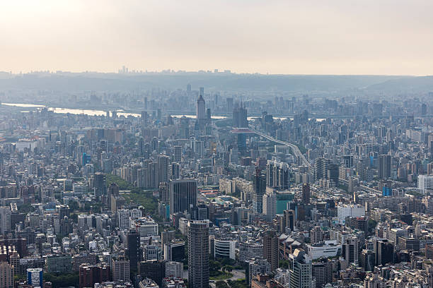 taipeh city skyline aerial view in taiwan.