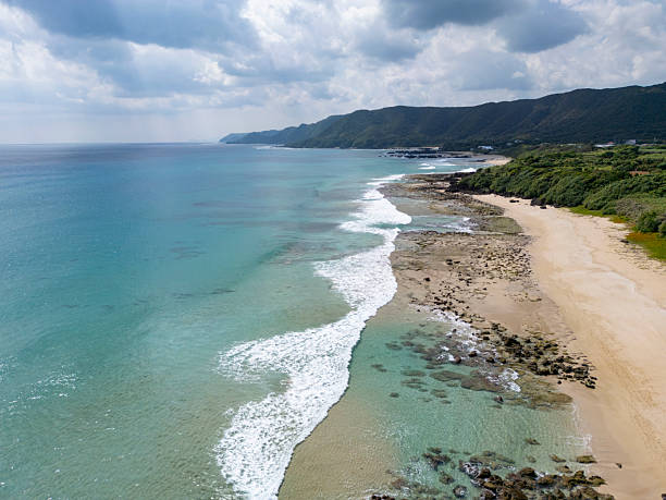 famous heart rock beach in amami oshima island, japan.