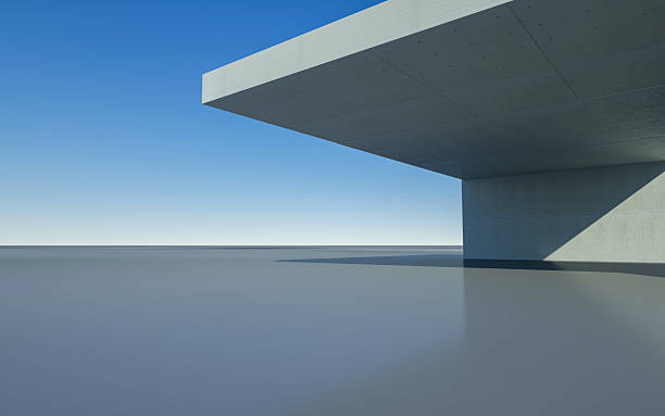 istock Modern minimalist concrete structure with clear blue sky background 2250147136