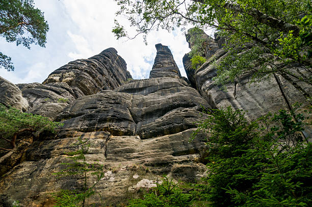 istock Saxon Switzerland National Park with sandstone cliffs, dense forest, winding trails, river valleys, panoramic mountain landscape 2250148438