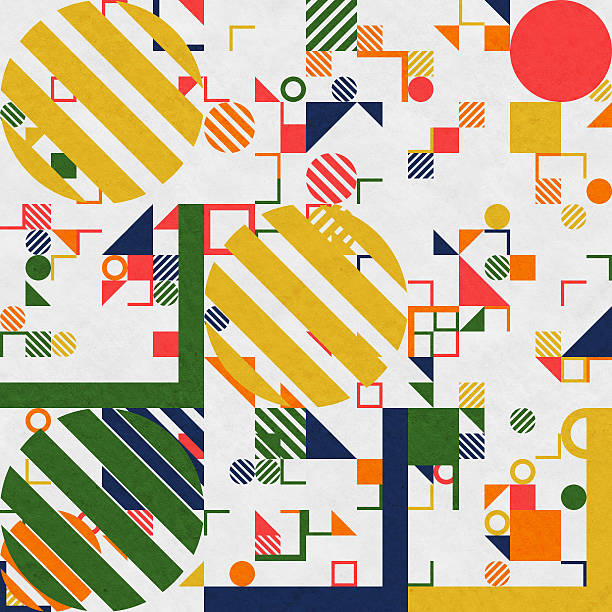 abstract geometric figures, bauhaus background on paper texture