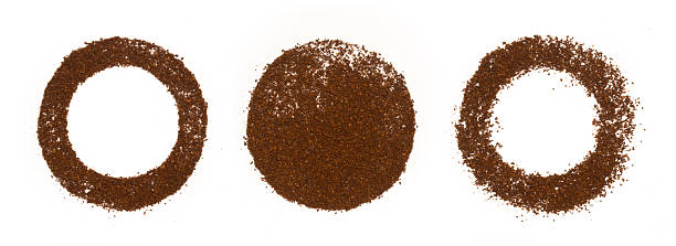 Zen circles made of coffee on white background