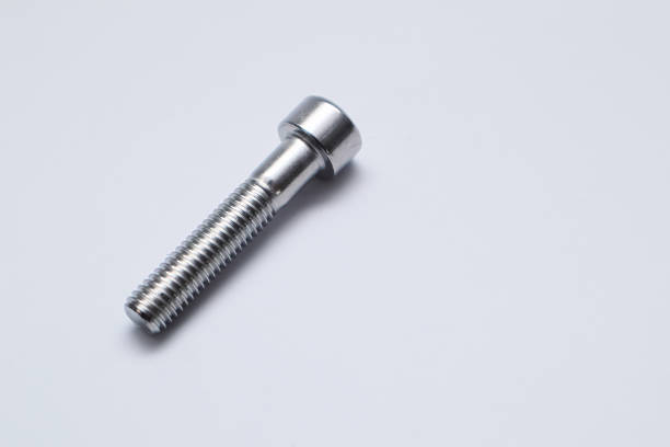Steel bolts isolated on white. Constructional still life. bolt showing threading