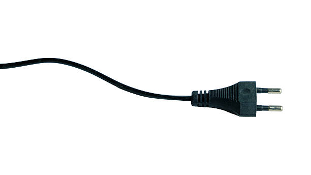 istock Black European Two-Pin Power Plug With Cord On White Background 2250155151