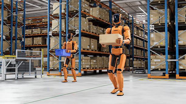 istock 3D Render: Autonomous AI-Powered General Purpose Humanoid Robots Working at Distribution Center. Automated Fulfillment Center or Warehouse. Industrial Automation Powered by Artificial Intelligence 2250162963