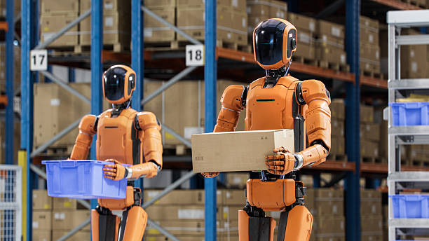 istock 3D Render: Portrait of Autonomous AI-Powered General Purpose Humanoid Robot Working at Distribution Center. Industrial Automation by Artificial Intelligence. Smart Fulfillment Center or Warehouse 2250162999
