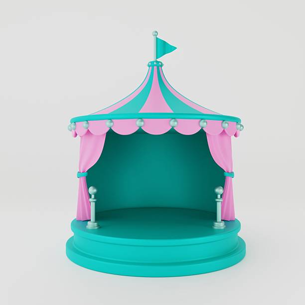 istock A 3D circus stage in turquoise and pink. 2250174540