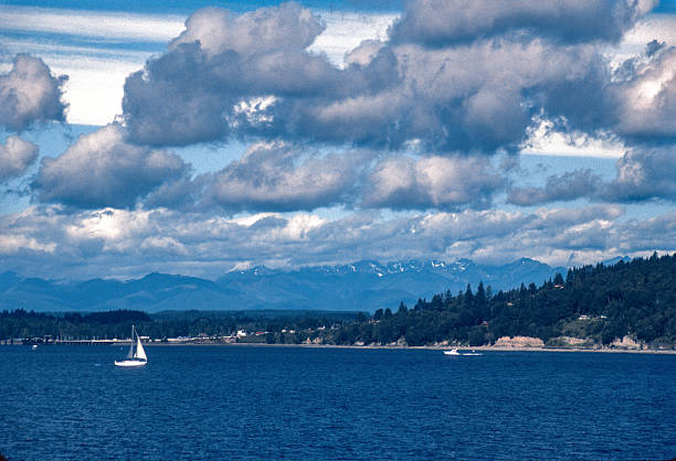 istock Puget Sound - Sailboat & Mountains - 1989 2250189240