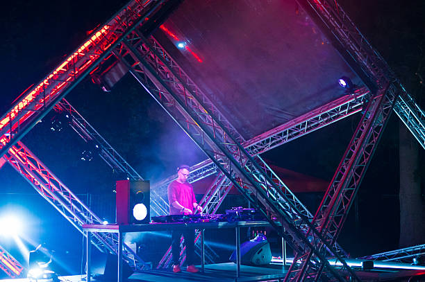istock Dj playing techno music on the futuristic stage 2250199112