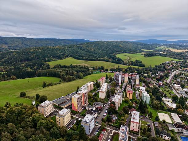 Elevated Rural Panorama, Drone Captures Sprawling Fields And Scattered Rural Dwellings From Above