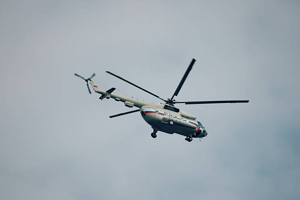istock Russian MI-8 helicopter in flight 2250216350