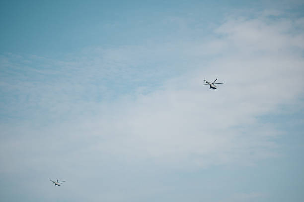 istock Russian MI-8 helicopter in flight 2250216553
