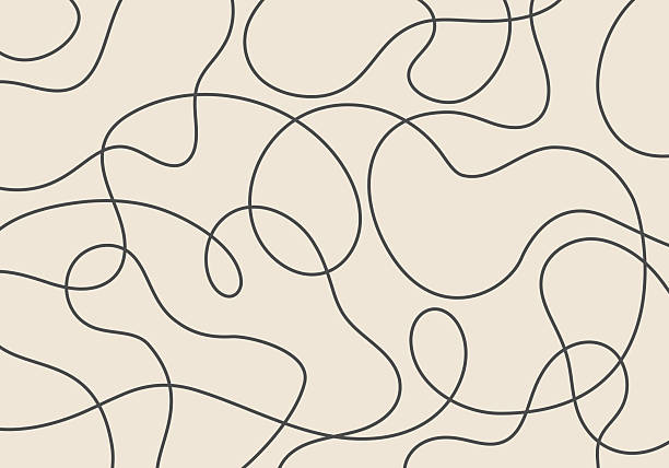 A minimalist abstract background featuring thin dark curvy lines flowing across a soft beige surface. The continuous looping pattern creates a modern, elegant, and decorative design suitable for wallpaper, textiles, packaging, branding, and contemporary graphic layouts.