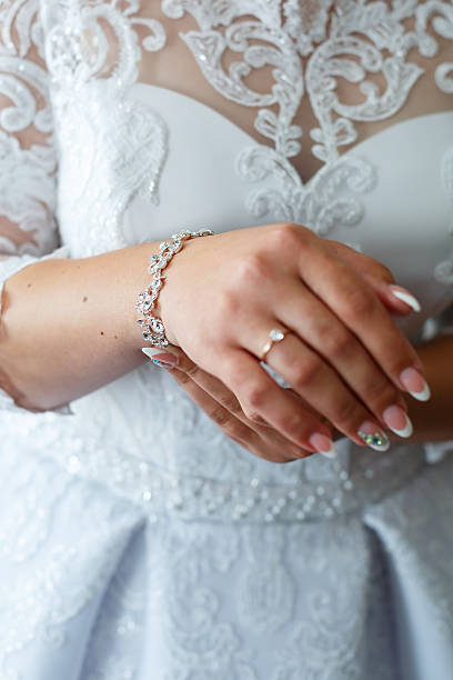 istock bride puts on wedding jewelry on the wedding day 2250246413