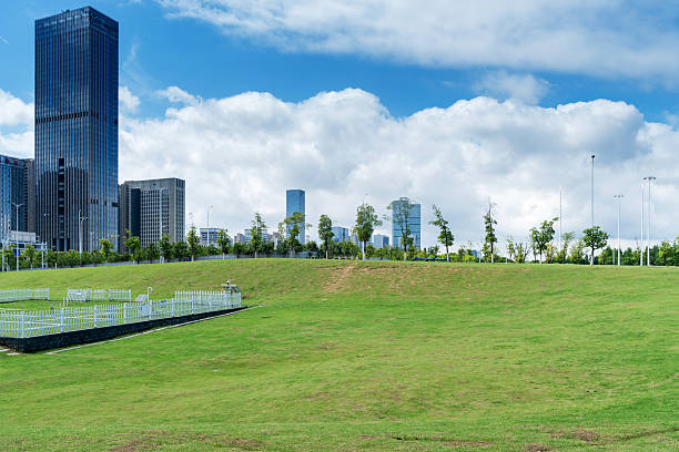 istock city park with modern building background in shanghai 2250249024