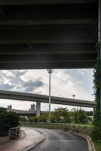 istock Concrete structure and asphalt road space under the overpass in the city 2250249215