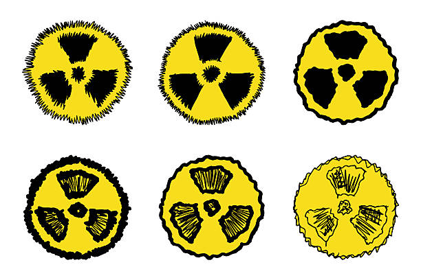istock Set of hand drawn radiation sign Nuclear radiation hazard symbol Radioactive danger warning doodle Radioactive waste Single element for print, web, design, decor 2250273213