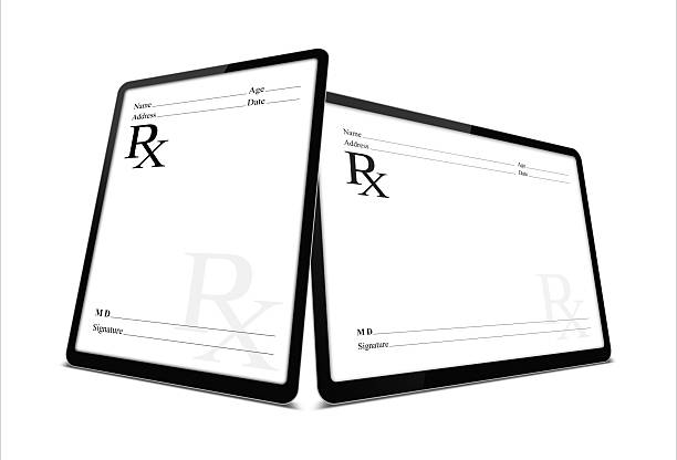 (Clipping path) Prescription paper in digital tablet isolated on white.