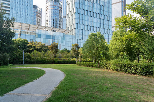 istock city park with modern building background in shanghai 2250287033